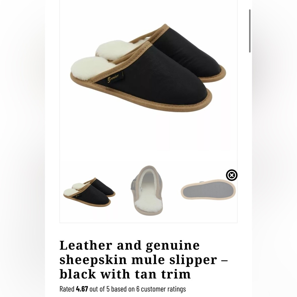 GARNEAU Sz 9-10 WOMENS SLIPPERS FLATS CLOGS SHEEPSKIN LINING LEATHER BLACK BROWN